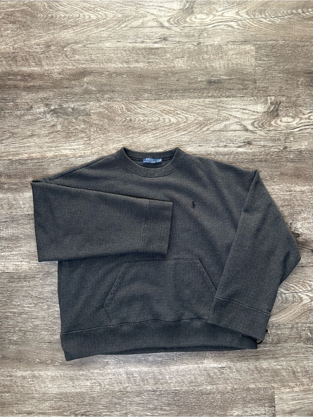 Polo Ralph Lauren Herringbone Crewneck Sweatshirt Men’s Large Gray Pullover Pony